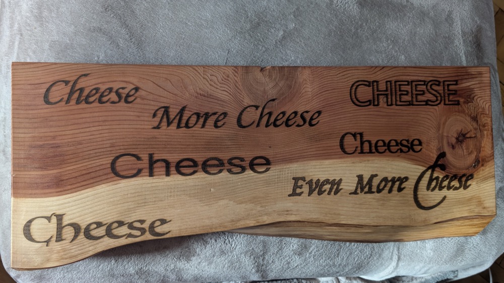 Engraved cheese board